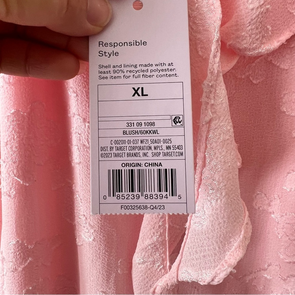 Wild Fable Blush Pink Floral Ruffle Midi Dress- XL - Picture 5 of 12